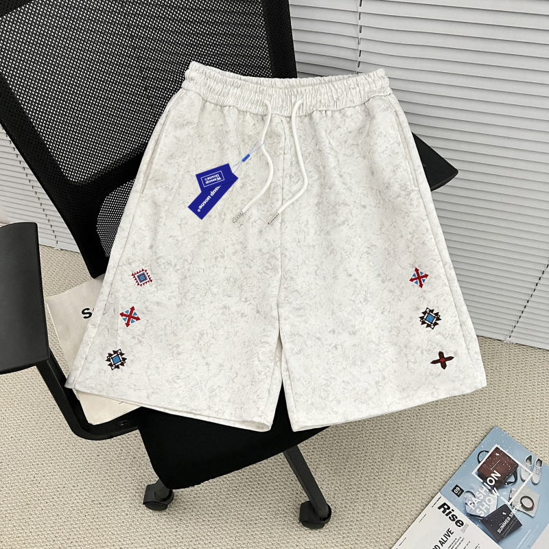 Wassup Trendy American-Style Heavy-Duty Tie-Dye Embroidered Five-Point Shorts for Men, Summer 2026 New Loose Casual Shorts
