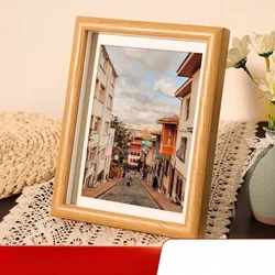 Wooden Hollow Three-Dimensional Photo Frame, Simple and Creative Desktop Photo Frame, 6-Inch Display Stand, Wall-Mounted Photo Frame
