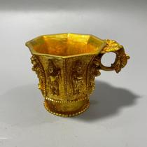 Antique collection copper gilded cup Eight Immortals gilt wine cup tea cup home decoration ornaments
