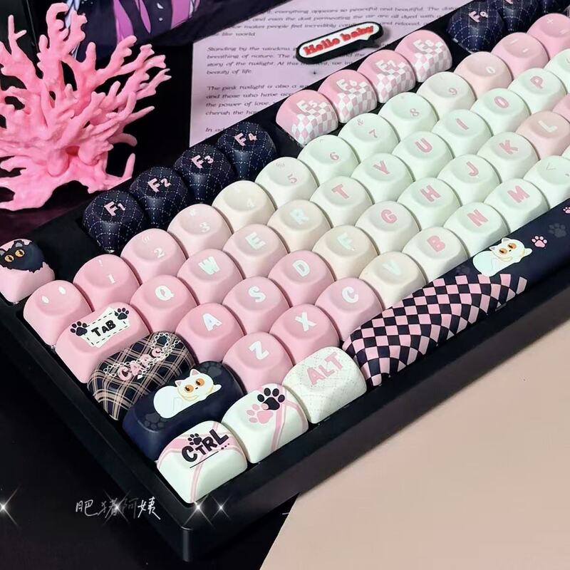 98-Key Black Pink Mechanical Keyboard for Girls, Three-Mode Hot-Swappable Rgb, Wired and Wireless, Customizable for Office, Gaming, and E-Sports