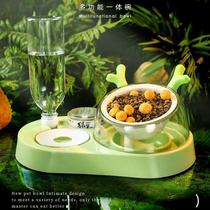 Cat bowl ceramic double bowl automatic drinking water dog food bowl Teddy rice bowl pet drinking water dog feeder cat supplies