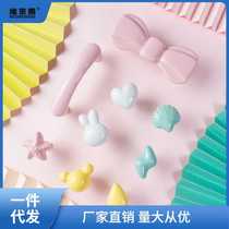 Brass light luxury childrens room cartoon cute clouds moon stars ceramic cabinet door wardrobe drawer handle facing