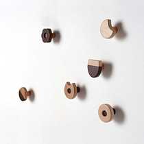 Creative solid wood hook behind the door cute childrens room wall punch-free sticky hook coat hook decoration cabinet door handle