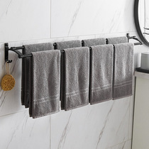 Towel rack punch-free bathroom wall-mounted towel rack black toilet pendant set space aluminum bathroom storage rack