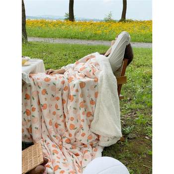 Japanese love peach casual blanket student office cover blanket single double thickened velvet blanket