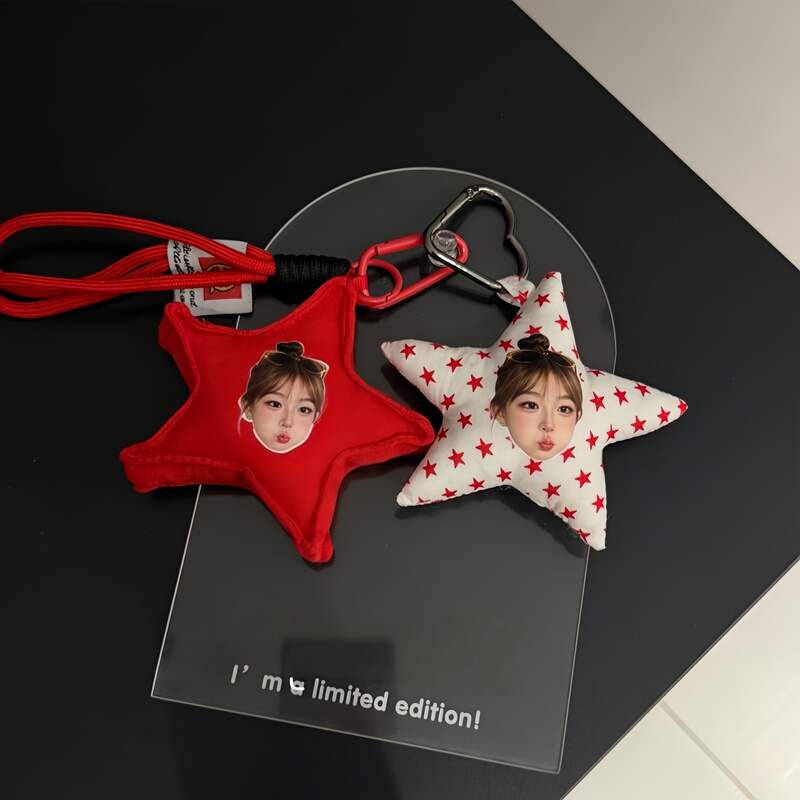 Lucky Star Pendant for Baby, Pet, Couple Photo, Custom-Made with Your Own Image, Portable Bag Charm, Exclusive Commemorative Gift for Friends
