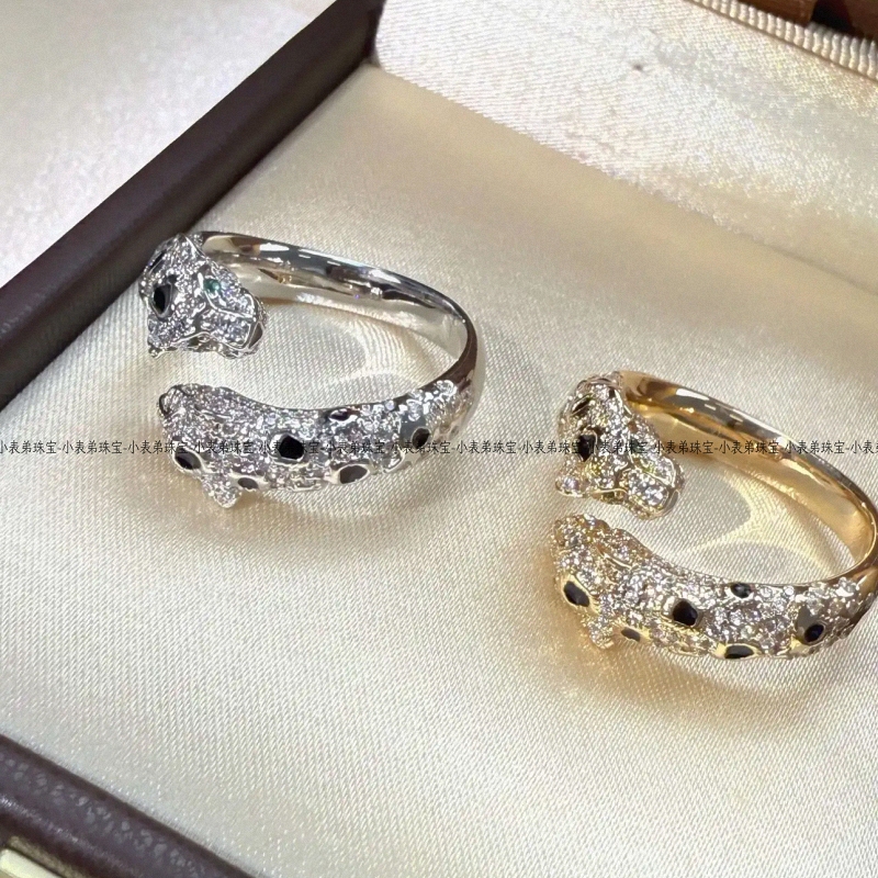 New 925 Silver Diamond-Encrusted Double-Headed Leopard Ring 18K Rose Gold Cheetah Spotted Green Eyes Open-Ended Index Finger Ring New 925 Silver Diamond-Encrusted Double-Headed Leopard Ring 18K Rose Gold Cheetah Spotted Green Eyes Open-Ended Index Finger Ring