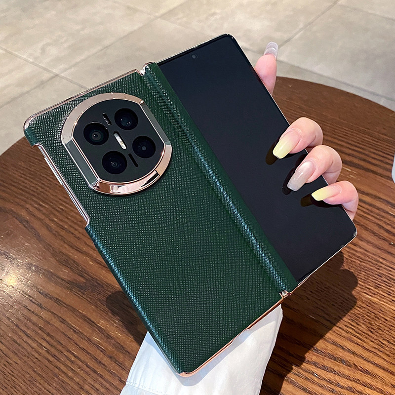 Suitable for Huawei Matex7 Gold-Plated Dual-Axis Phone Case, X6 Full-Cover Anti-Drop Protective Case, X5 Precision-Cut Lens Business Luxury Genuine Leather Cross-Grain X3 Magnetic Hinge Personalized Fashion Single Back Cover