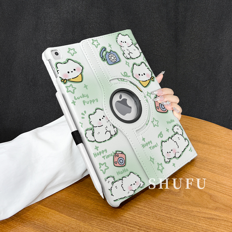 360 ° Rotating Leather Case Suitable for iPad Protective Case Air6/5/4 Creative Stand iPad 9/10 with Pen Slot Mini6 Phone Puppy Pro11 Tablet Case 13 Inches 2022 Silicone Female