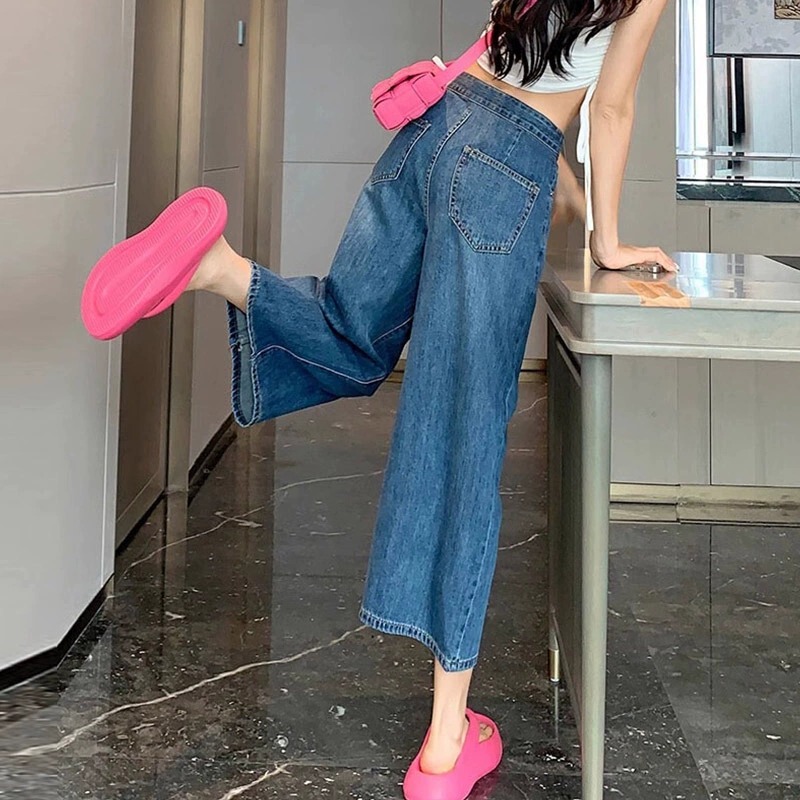 Maternity Cropped Pants 2025 Spring and Autumn Outerwear Petite Denim Wide-Leg Pants Loose Straight-Leg Belly-Support Leggings for Pregnancy