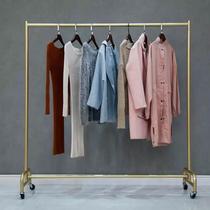 Golden clothing store clothes hanger display rack floor-standing childrens clothing and womens clothing special clothes rail shelf mobile with pulleys