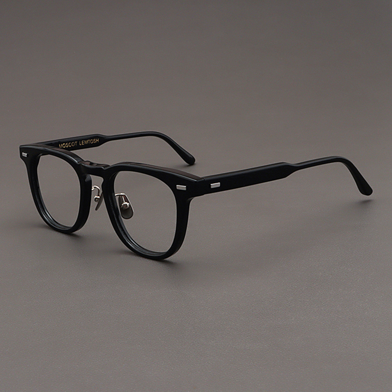 Moscot Lemtosh Eyeglass Frames for Men with Large Faces, Black Acetate Material, Adjustable Nose Pads, Prescription Eyeglass Frames for Women
