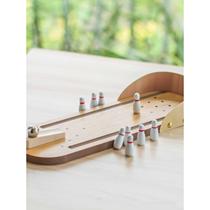 Mini tabletop bowling wooden childrens educational toys wooden parent-child childrens ball rolling tabletop game