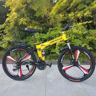 Folding mountain bike 26-inch 24-inch mountain bike front and rear double shock-absorbing bicycle disc brake variable speed men's and women's road