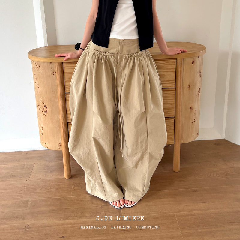 Jde Stylish Drawstring Casual Balloon Pants for Women, Summer Elastic Waist, Tall Size, Extended Length, Loose Wide-Leg Pants