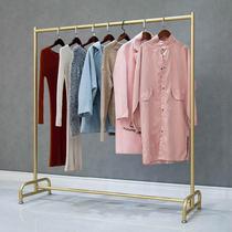 Clothing store clothing shelf water pipe display rack display floor-standing special sale hanging clothes rack gold mobile with wheels