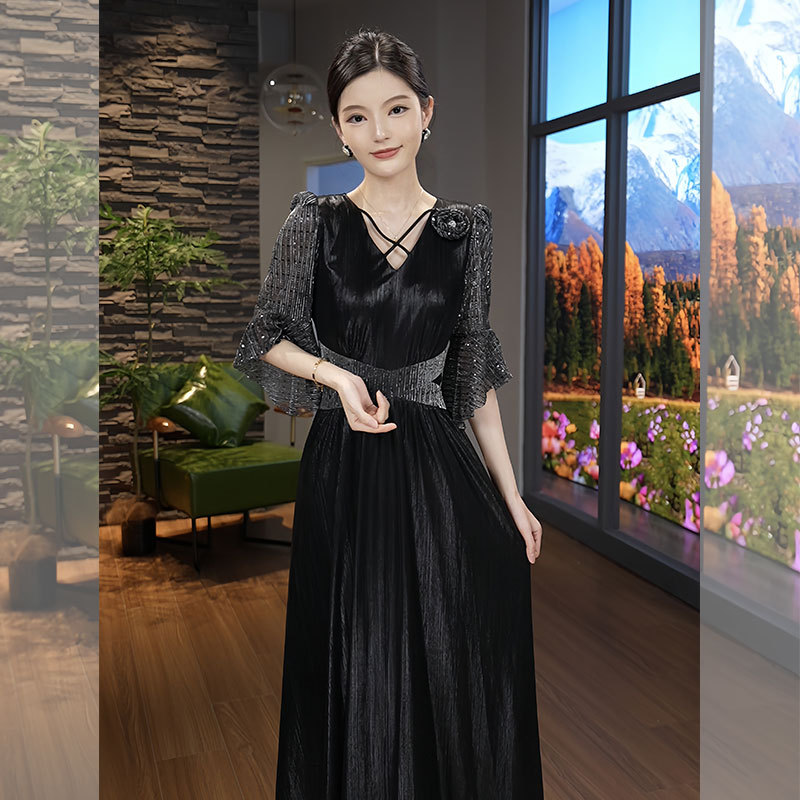 Women's Summer 2026 New High-End Designer Formal Occasion Black Slimming Party Dress, Super Stylish Women's Summer 2026 New High-End Designer Formal Occasion Black Slimming Party Dress, Super Stylish