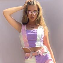 2022 summer internet celebrity source direct sales Amazon spot hot sale wish womens denim short vest vest