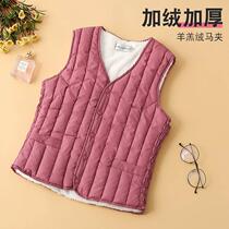 Autumn and winter new style for middle-aged and elderly mothers plus velvet warm vest womens down cotton vest lamb velvet waistcoat short style