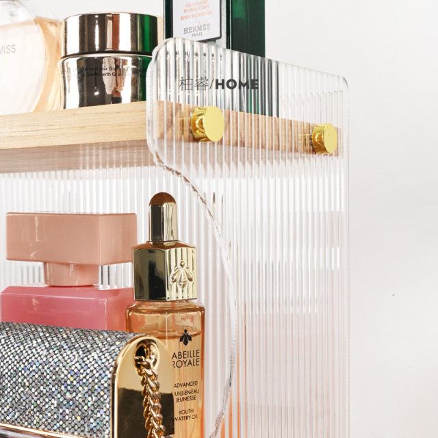 Cosmetic storage box desktop j storage layer shelf lipstick rack dressing table skin care products multi-layer solid wood