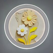 Chinese style entrance hall decorative painting mural modern bedroom simple bedside light luxury round hanging painting restaurant LED light