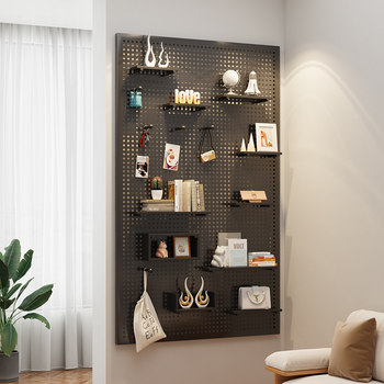 Sufa round hole metal hole board wall household storage rack shelf collection display artifact hardware tools can be hung