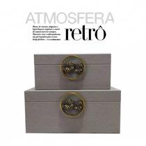 New Chinese style linen jewelry box ornaments off-white light gray wooden storage box model house sales office decorations