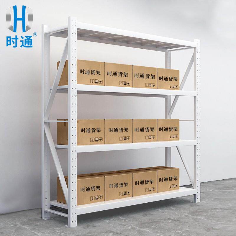 时通货架仓储置物架多层展示架超市金属钢制储物架中型200KG白色2