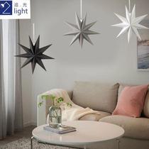 Ready stock nine-pointed star paper star origami hanging decoration Christmas party decoration birthday kindergarten window decoration