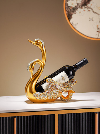 酒柜红酒架斜放放红酒瓶的收纳架子轻奢高档天鹅白酒架摆件展示架