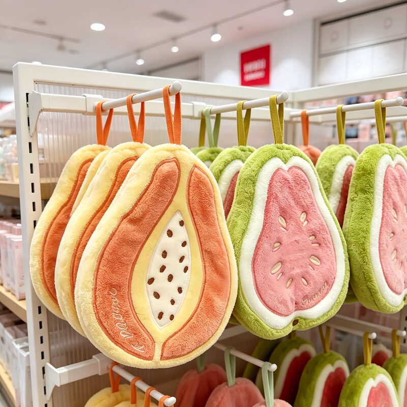Guava Hand Towel, Papaya Absorbent Towel, Handkerchief, Bathroom, Kitchen, Bathroom, Coral Fleece, Hangable, Double-Layer, Thickened
