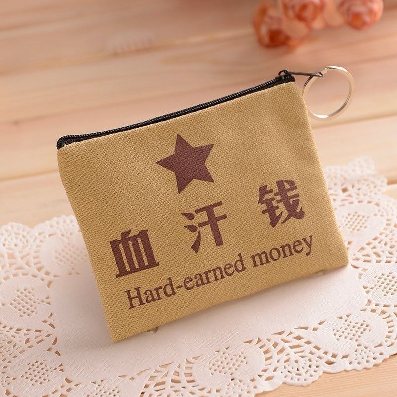 Trendy Canvas Wallet Card Holder Coin Key Pouch Fashion Personality Prank Gift Prop Mini Wallet