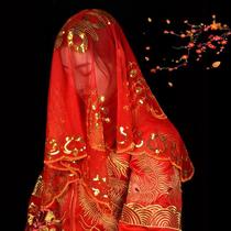 Wedding red hijab bride Chinese wedding tattoo tassel Xiuhe dress veil Xiuhe hooded headband Xipa dragon and phoenix headscarf