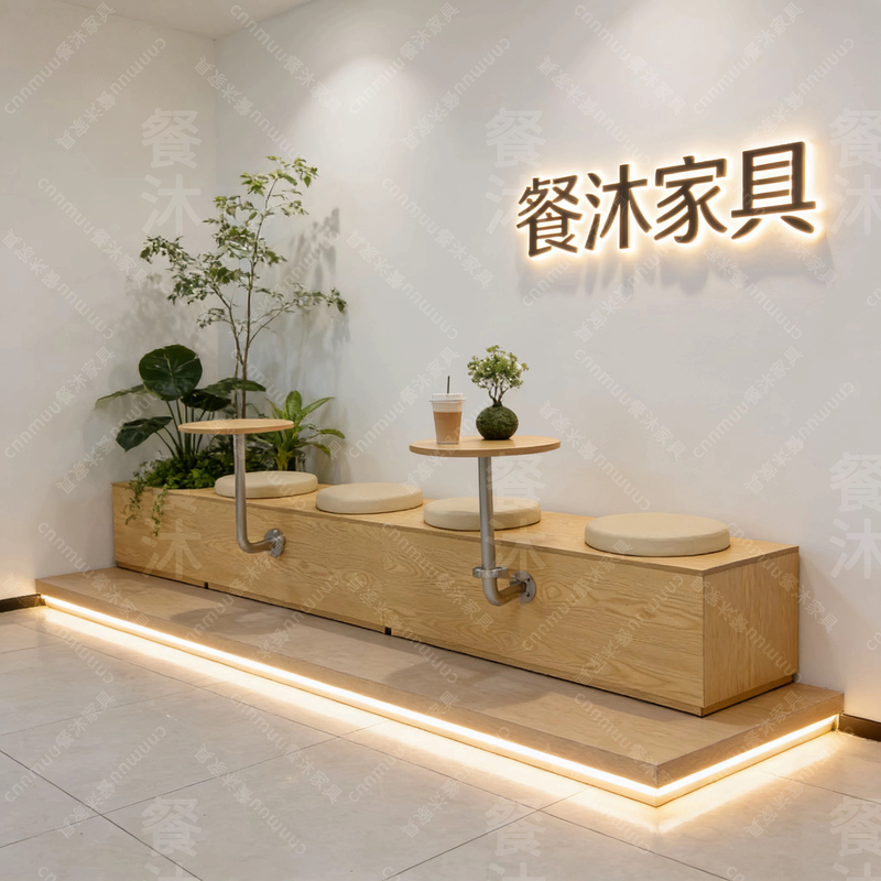Milk Tea Shop Table and Chair Set, Mall Rest Area Seating, Cafe Light Dining Dessert Shop Wall-Mounted Booth Storage Sofa Milk Tea Shop Table and Chair Set, Mall Rest Area Seating, Cafe Light Dining Dessert Shop Wall-Mounted Booth Storage Sofa