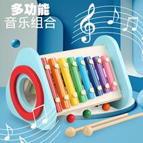 2024 New Wooden Eight-tone Hand Music Knocking Small Wooden Piano Boy Boy Piano Girl Baby Wooden Musical Instrument Puzzle Children