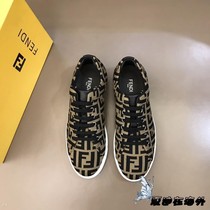 Fendi Fendi classic letter presbyopic stitching casual low-cut sneakers lace-up casual shoes mens canvas shoes