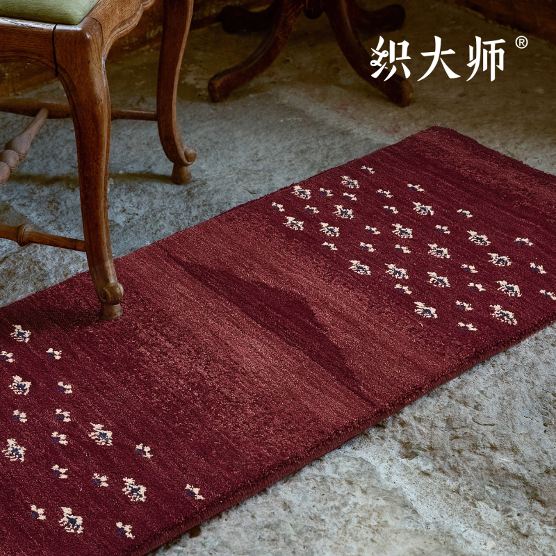 Weaving Master Chiling Huayu Vintage Glue-Free 100% Pure Wool Carpet Living Room Ethnic Style Bedroom Bedside Rug Floor Mat
