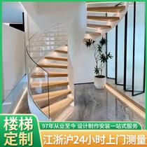 Shanghai Staircase Customized Rotating Glass Stair Handrail Suspended Ladder Old Stair Renovation Steel Plate Stair Handrail Customization