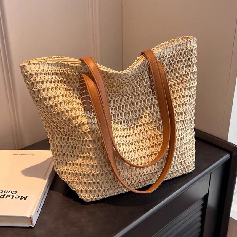 Straw Woven Bag for Women 2026 Summer Vacation Style Woven Tote Bag Large Capacity Handbag Commuter Bag Straw Woven Bag for Women 2026 Summer Vacation Style Woven Tote Bag Large Capacity Handbag Commuter Bag