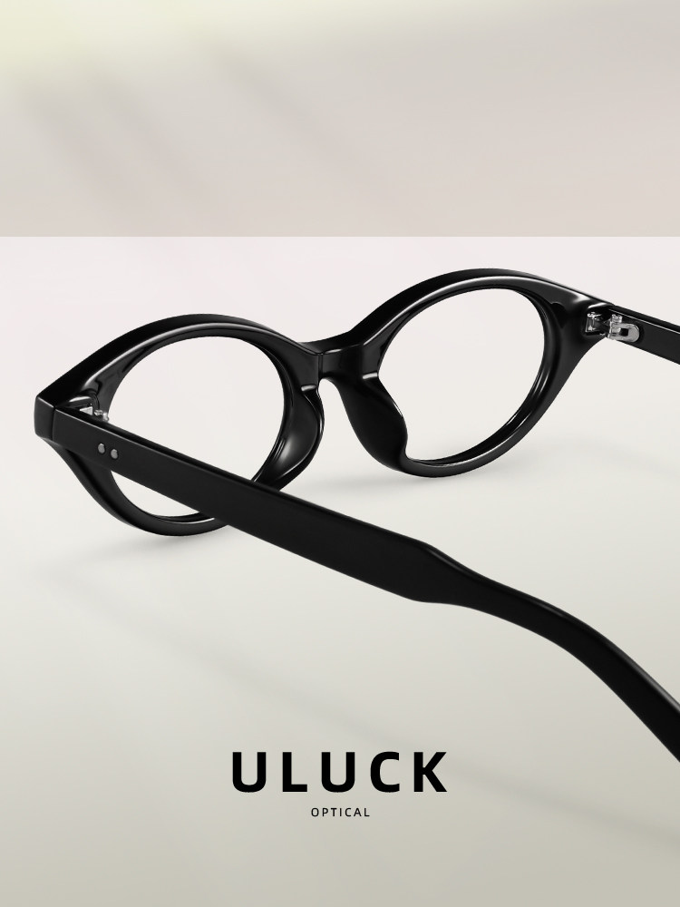 Gm Nerd-Style Oval Small Frame Glasses for Nearsightedness, Customizable Prescription, Women's Model, Natural Look, Slimming, Black Frame, Non-Prescription, Blue Light Blocking Frame