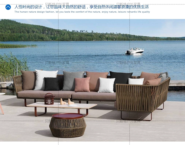 ban công ngoài trời Villa Garden sofa mây sofa giải trí ghế wicker bàn cà phê mây patio sofa Bắc Âu - Ghế sô pha