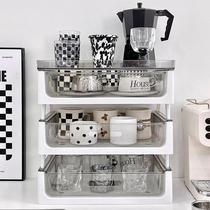Cup holder for home desktop water cup coffee cup multi-layer drawer storage rack tea cup tea set transparent dust-proof organizing rack