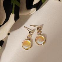 Mermaid Ji copper material bait pendant niche design simple trendy French gentle earrings earrings