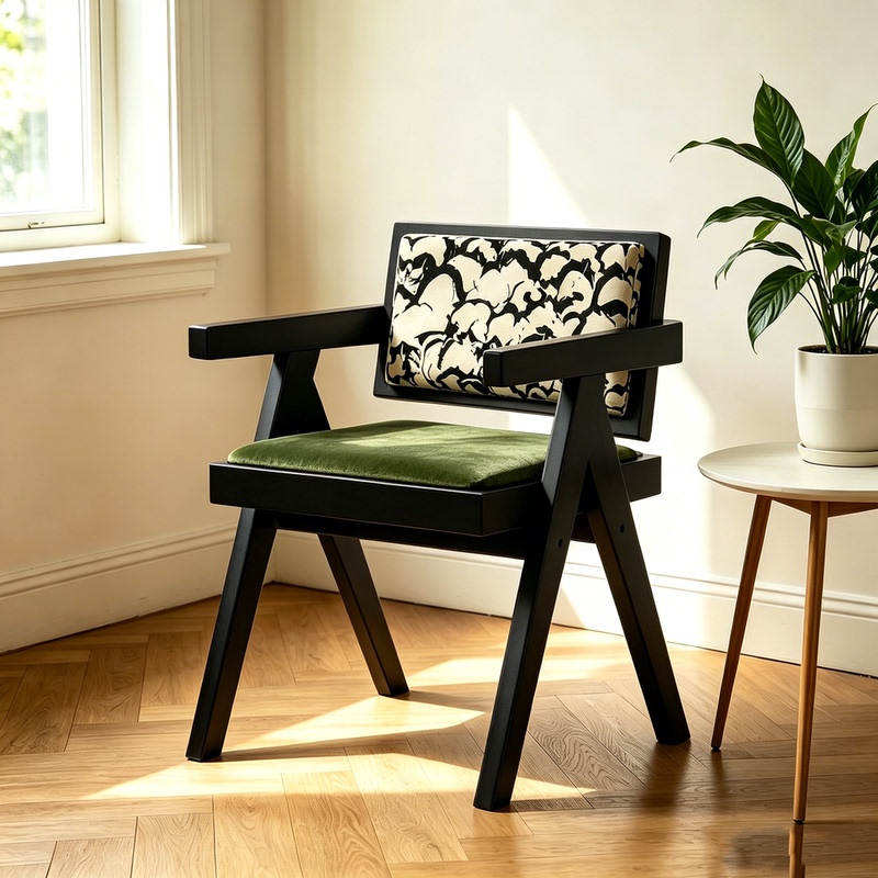 Solid Wood Dining Chair for Home Use, Mid-Century Style Armrest Chair, Restaurant and Guesthouse Rattan Chair, Wabi-Sabi Style Chandigarh Chair Solid Wood Dining Chair for Home Use, Mid-Century Style Armrest Chair, Restaurant and Guesthouse Rattan Chair, Wabi-Sabi Style Chandigarh Chair