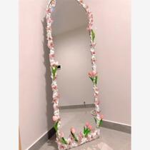 Tulip mirror transformation diy material full body mirror clay decorative frame handmade ing makeup vanity mirror