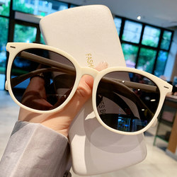 Sunglasses for Women with a High-End Feel, 2025 New Model, Large Face, Sun Protection, Round White Frame, Uv Protection, Makes the Face Look Smaller