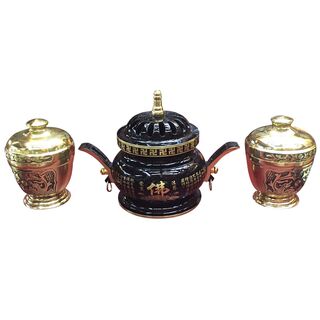 Sufa fuhui buddha tools, buddhist niches, wooden fish rattles, worship copper incense burners, fine incense burners, powder cups, complete set