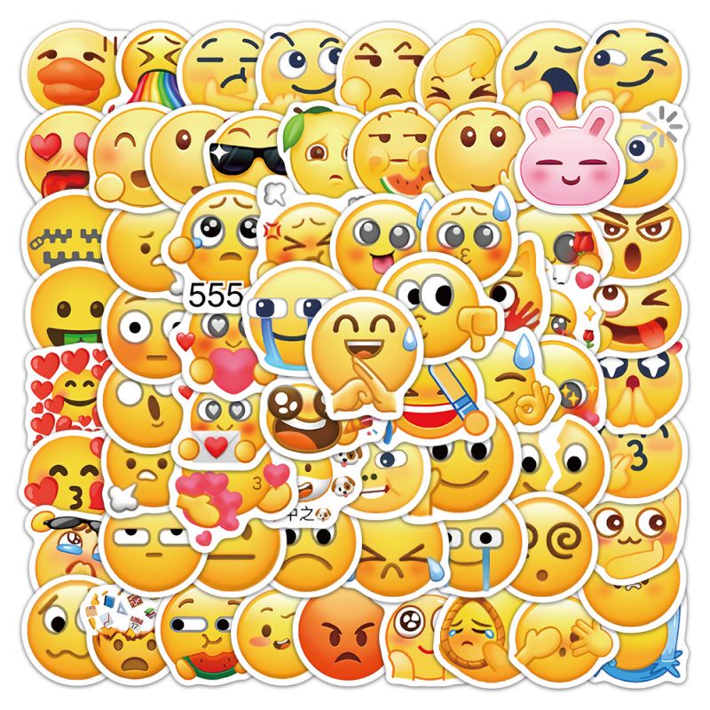 220 Emoji Stickers, Funny Cartoons, Creative Decorative Stickers, Waterproof Stickers for Mobile Phones and Tablets