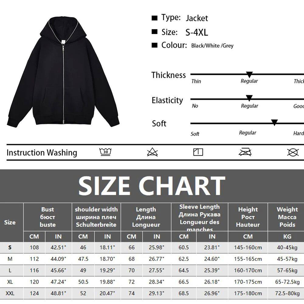 Harajuku Zip Up Hoodie Y2K Retro Tokyo Streetwear Style - Taobao product photo 6