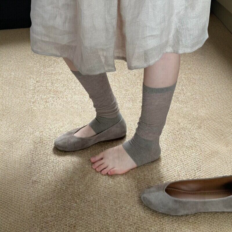 The Wood Tone Is so Authoritative~ Cool-Toned Tea Brown Sock Covers~ Summer Thin Mesh Breathable Sun Protection Women's Foot-Covering Socks
